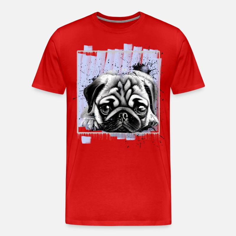 Mops Hund - Männer Premium Bio T-Shirt - Rot