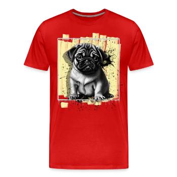 Mops Hund - Männer Premium Bio T-Shirt - Rot - Vorne - Damien (186cm)