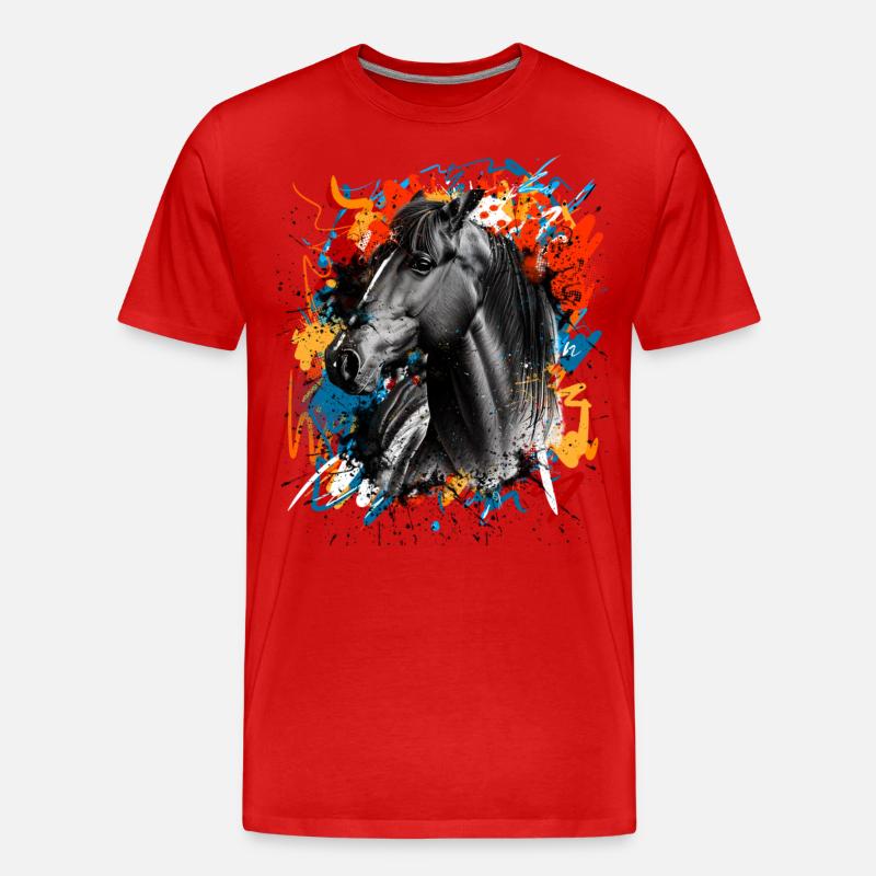 Pferd - Männer Premium Bio T-Shirt - Rot