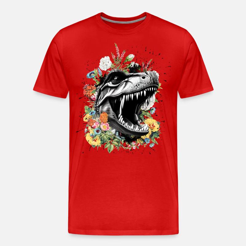T Rex - Männer Premium Bio T-Shirt - Rot