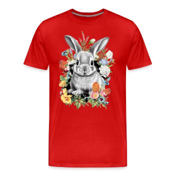 Rabbit Rabbit Flowers - Men's Premium Organic T-Shirt - red - Front - Damien (186cm)