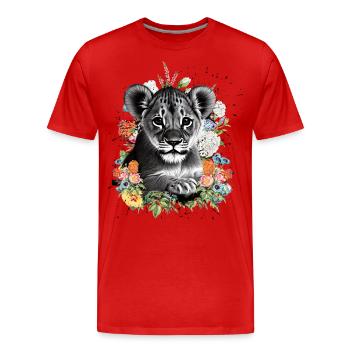 Fleurs de lion - T-shirt bio Premium Homme - rouge - Devant - Damien (186cm)