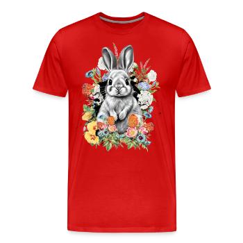 Rabbit Rabbit Flowers - Men's Premium Organic T-Shirt - red - Front - Damien (186cm)