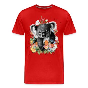 Fleurs de koala - T-shirt bio Premium Homme - rouge - Devant - Damien (186cm)