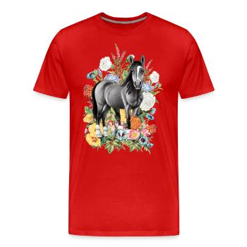 Fleurs de cheval - T-shirt bio Premium Homme - rouge - Devant - Damien (186cm)