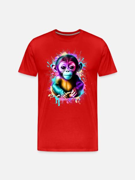 Affe Bunt - Männer Premium Bio T-Shirt - Rot