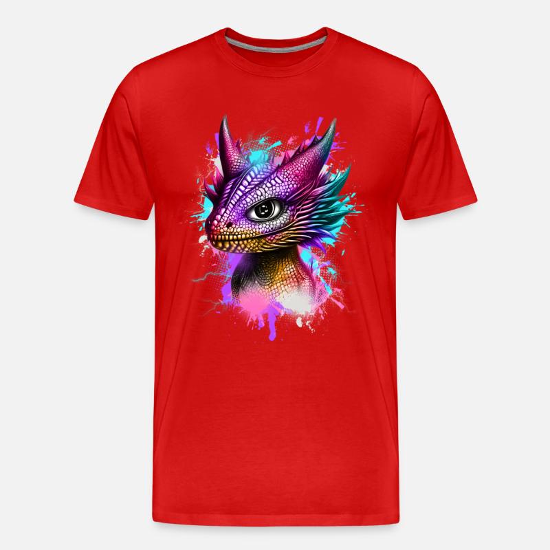 Kleiner Drache Bunt - Männer Premium Bio T-Shirt - Rot