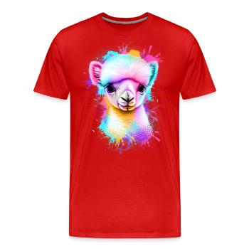 Alpaca Colorful - Men's Premium Organic T-Shirt - red - Front - Damien (186cm)