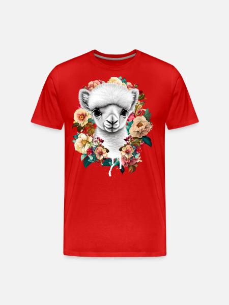 Alpaka - Männer Premium Bio T-Shirt - Rot