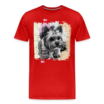 Yorkshire Terrier - Men's Premium Organic T-Shirt - red - Front - Damien (186cm)