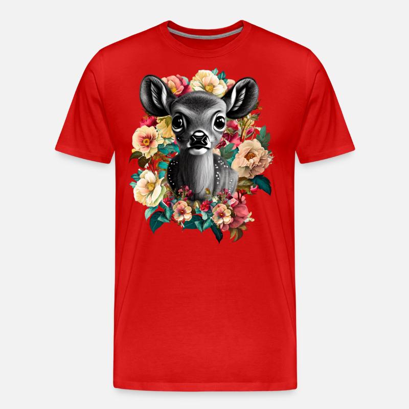 Reh - Männer Premium Bio T-Shirt - Rot