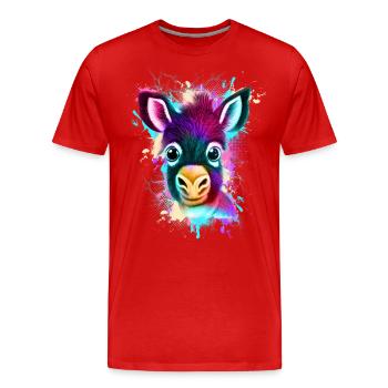 Esel - Männer Premium Bio T-Shirt - Rot - Vorne - Damien (186cm)