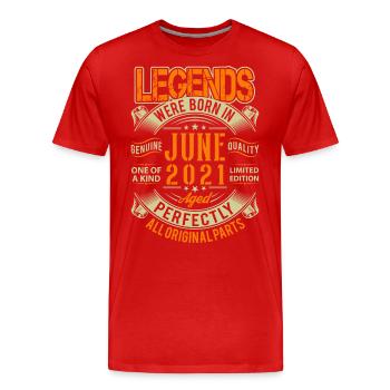 2021 Juni Geburtstag Legende - Männer Premium Bio T-Shirt - Rot - Vorne - Damien (186cm)