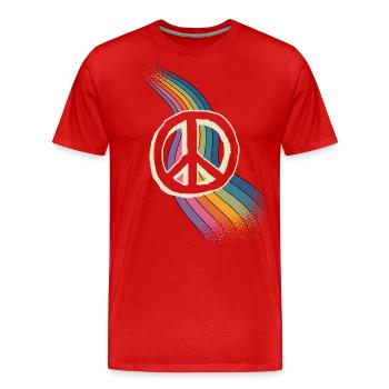 Peace Love - Men's Premium Organic T-Shirt - red - Front - Damien (186cm)