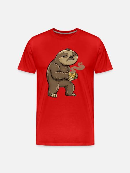 Sloth Coffee - Men's Premium Organic T-Shirt - red
