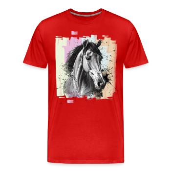 Cheval - T-shirt bio Premium Homme - rouge - Devant - Damien (186cm)