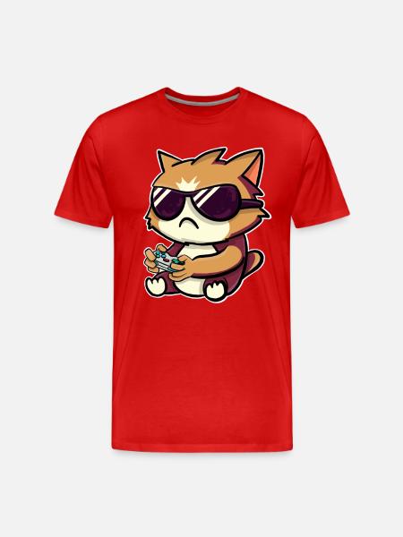 Gaming Gamer Cat - Men's Premium Organic T-Shirt - red