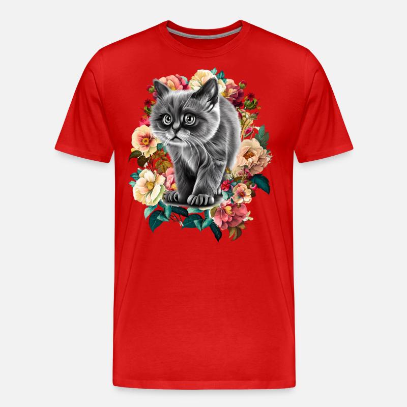 Fleurs de chat - T-shirt bio Premium Homme - rouge