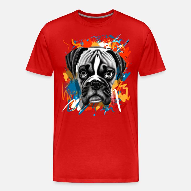 Boxer Hund - Männer Premium Bio T-Shirt - Rot