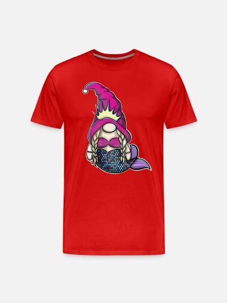 Mermaid Gnome Gnome - Men's Premium Organic T-Shirt - red