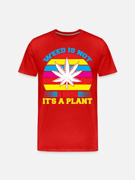 Cannabis Marijuana Weed Smoking - Men's Premium Organic T-Shirt - red