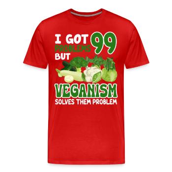 Vegan Veganism - Men's Premium Organic T-Shirt - red - Front - Damien (186cm)