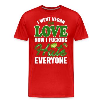 Vegan Veganism - Men's Premium Organic T-Shirt - red - Front - Damien (186cm)