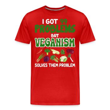 Vegan Veganism - Men's Premium Organic T-Shirt - red - Front - Damien (186cm)
