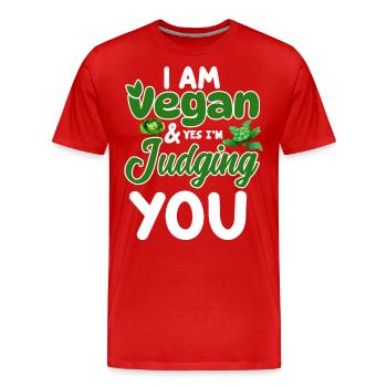 Vegan Veganism - Men's Premium Organic T-Shirt - red - Front - Damien (186cm)