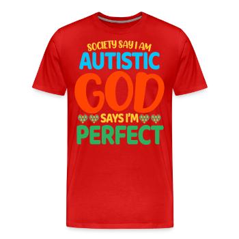Autismus Autist - Männer Premium Bio T-Shirt - Rot - Vorne - Damien (186cm)