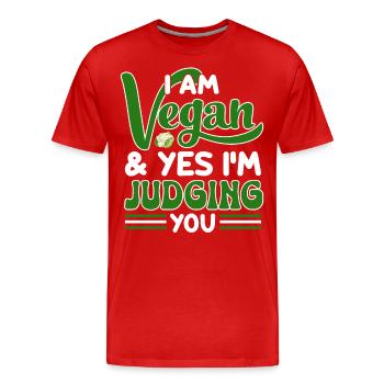 Vegan Veganism - Men's Premium Organic T-Shirt - red - Front - Damien (186cm)