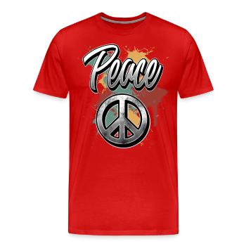 Peace Frieden - Männer Premium Bio T-Shirt - Rot - Vorne - Damien (186cm)
