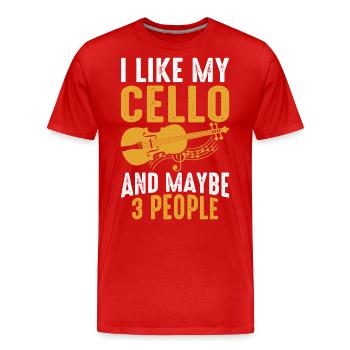 Cello Cellist - Men's Premium Organic T-Shirt - red - Front - Damien (186cm)