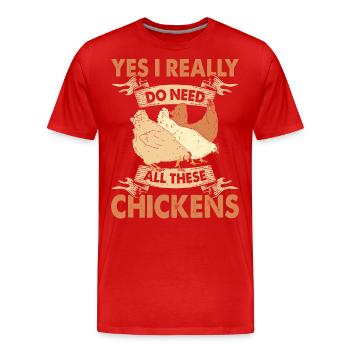 Poulets Élevage de poulets - T-shirt bio Premium Homme - rouge - Devant - Damien (186cm)