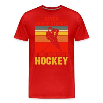Hockey Eishockey Hockey sur glace - T-shirt bio Premium Homme - rouge - Devant - Damien (186cm)