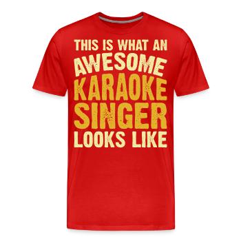 Karaoké - T-shirt bio Premium Homme - rouge - Devant - Damien (186cm)