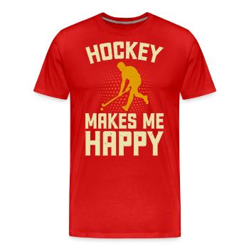 Hockey Eishockey Hockey sur glace - T-shirt bio Premium Homme - rouge - Devant - Damien (186cm)