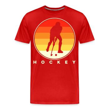Hockey Eishockey Hockey sur glace - T-shirt bio Premium Homme - rouge - Devant - Damien (186cm)