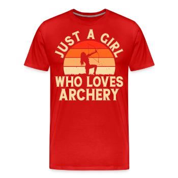 Bogenschütze Bogenschießen - Männer Premium Bio T-Shirt - Rot - Vorne - Damien (186cm)