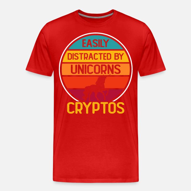 Krypto Kryptowährung Einhorn - Männer Premium Bio T-Shirt - Rot