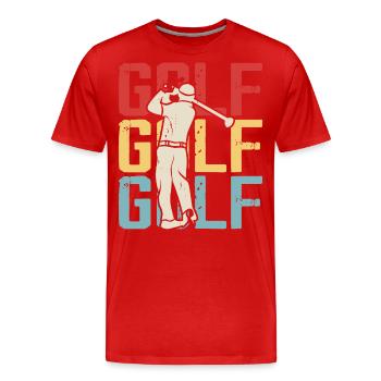 Golf Golfer - Men's Premium Organic T-Shirt - red - Front - Damien (186cm)