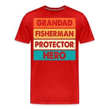 Grandpa Angler Protector Hero - Men's Premium Organic T-Shirt - red - Front - Damien (186cm)