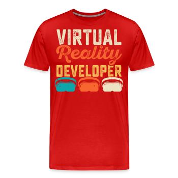VR Virtuel Reality - Männer Premium Bio T-Shirt - Rot - Vorne - Damien (186cm)