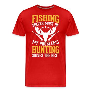 Hunters, hunting, fishing - Men's Premium Organic T-Shirt - red - Front - Damien (186cm)