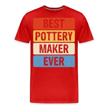 Poterie Poterie Poterie - T-shirt bio Premium Homme - rouge - Devant - Damien (186cm)