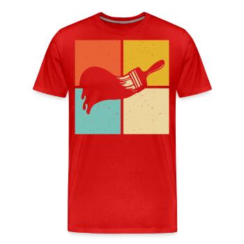 Artiste peintre au pinceau - T-shirt bio Premium Homme - rouge - Devant - Damien (186cm)