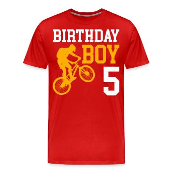 5. Geburtstag Fahrrad Kinder - Männer Premium Bio T-Shirt - Rot - Vorne - Damien (186cm)
