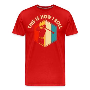 Golf Golfer - Men's Premium Organic T-Shirt - red - Front - Damien (186cm)