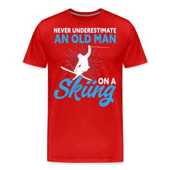 Ski Skiing Skiers - Men's Premium Organic T-Shirt - red - Front - Damien (186cm)