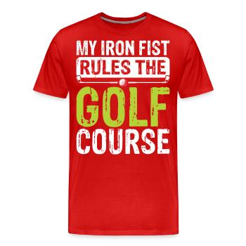 Golf Golfer - Men's Premium Organic T-Shirt - red - Front - Damien (186cm)